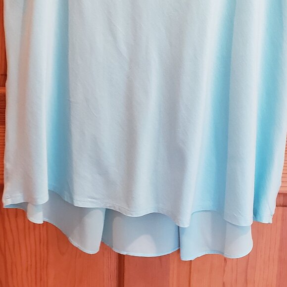 Lands' End Women's Aqua Blue Hi-Low Cotton Blend Short Sleeve Top, Size: 1X - Picture 3 of 16